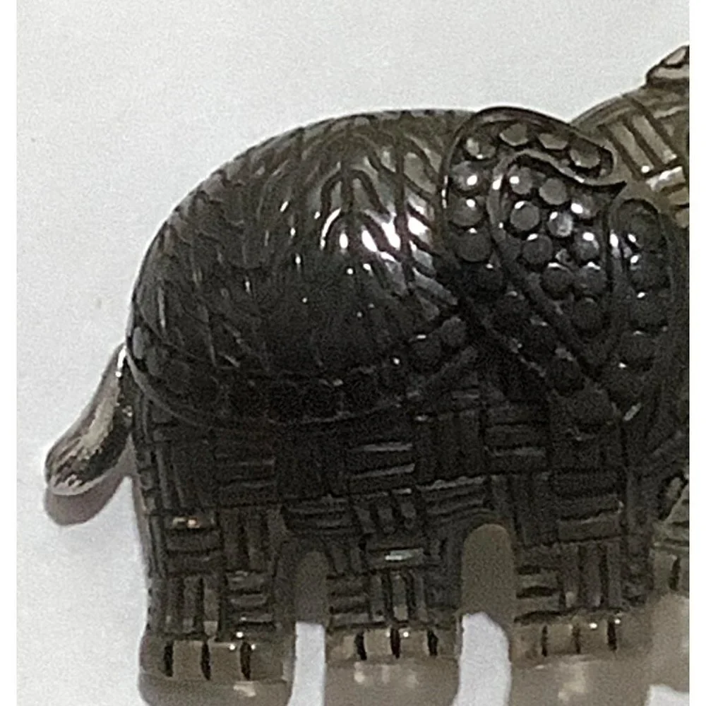 Asian Black And Silver Acrylic Textured Elephant -- 2.5